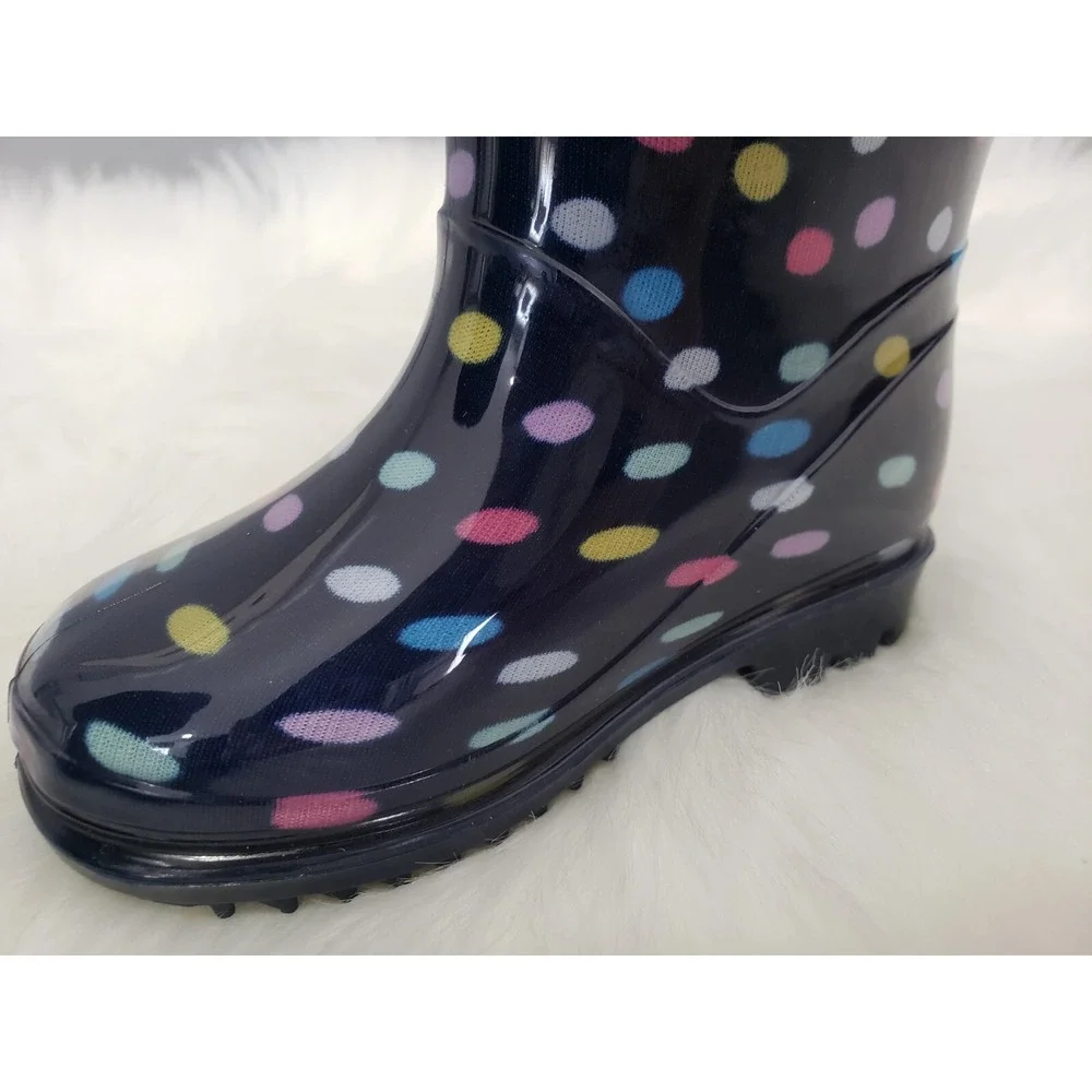 NEW - WARM Carter's Amary Baby Raining Boots Size 4 Girl NEW Polka Dot Navy Blue